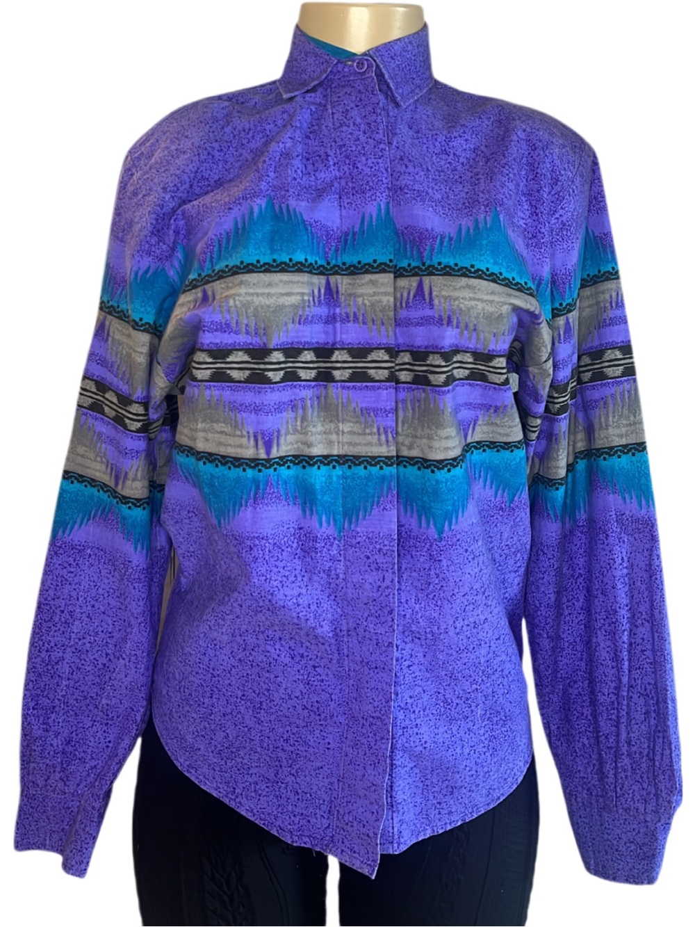 Vintage 80s Roper Purple Tribal Blouse
